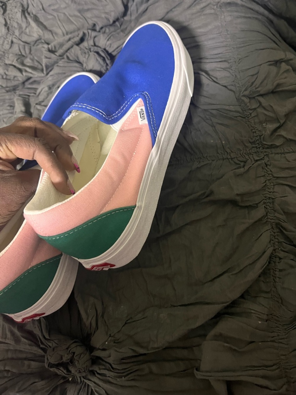 Vans Kids Slip-On in Blue, Pink & Green